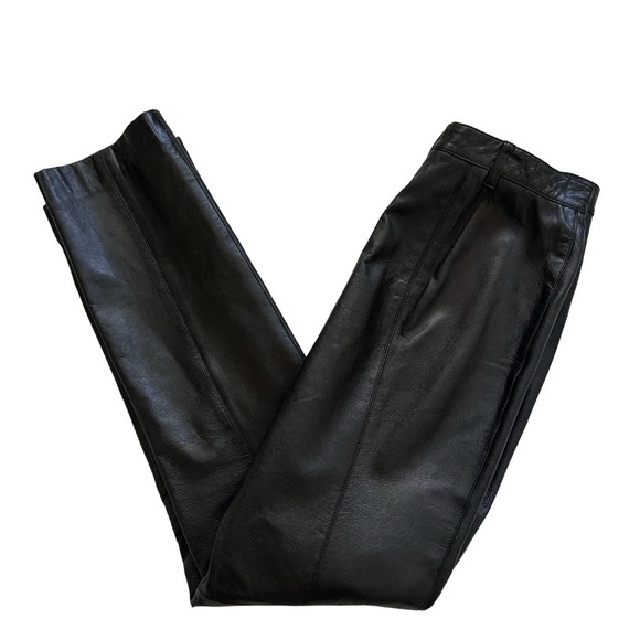 Company Ellen Tracy Black High Waisted Leather Pants Size 4 - Picture 3 of 7